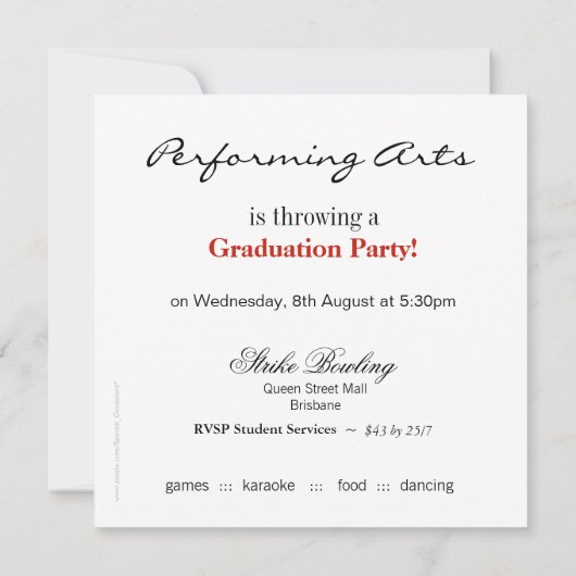 Fun & Funky 2011 Grad Party Einladung (Rückseite)