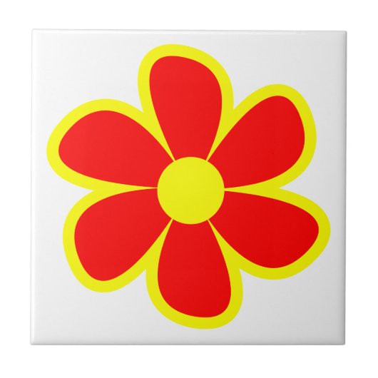 Fun Funky 60er 70er Retro Blume Keramik Tile Fliese (Vorderseite)