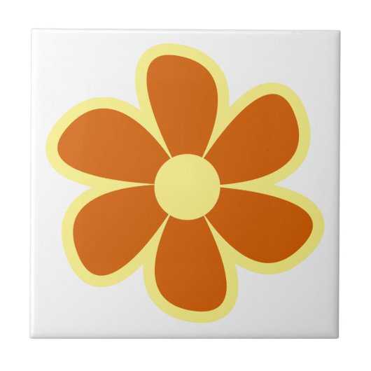 Fun Funky 60s 70s Retro Flower Ceramic Tile Fliese (Vorderseite)