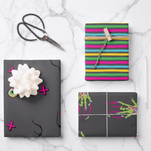 Fun Funky Beängstigend Niedlich Zombie Death & Can Geschenkpapier Set (Vorderseite)