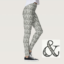 Fun Funky Black Ampersand Symbol Chic Grau Leggings