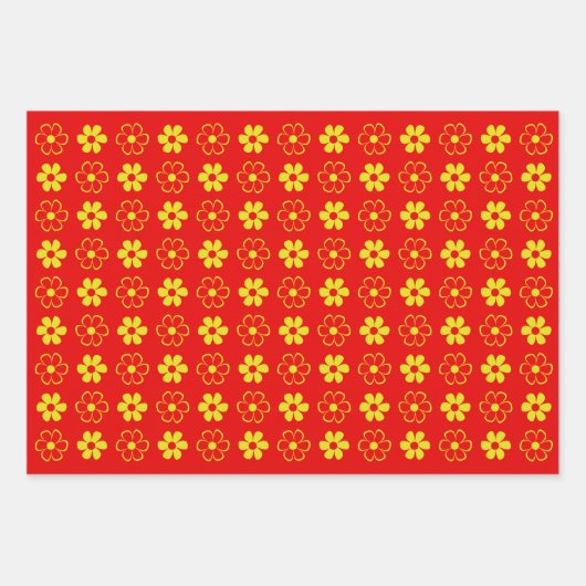 Fun Funky Blume, Niedliches Retro-Muster Geschenkpapier Set (Vorderseite 2)