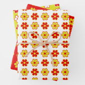 Fun Funky Blume, Niedliches Retro-Muster Geschenkpapier Set (Beispiel)