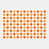 Fun Funky Blume, Niedliches Retro-Muster Geschenkpapier Set (Vorderseite)