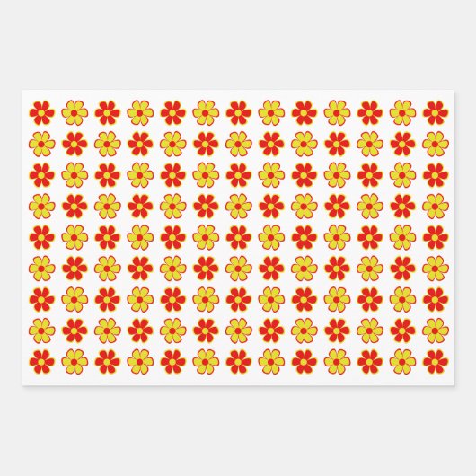 Fun Funky Blume, Niedliches Retro-Muster Geschenkpapier Set (Vorderseite)