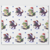 Fun & Funky Christmas Dinosaurier auf White Geschenkpapier (Flach)