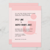 Fun & Funky Mongram Elegant Pink Silver Metallic Einladung (Vorne/Hinten)