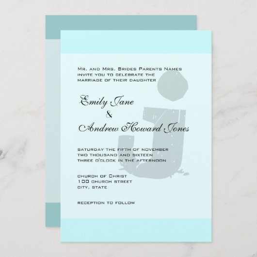 Fun & Funky Monogram auf Elegant Silver Metallic Einladung (Vorne/Hinten)