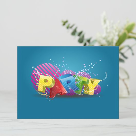 Fun Funky Party Einladung (Stehend Vorderseite)