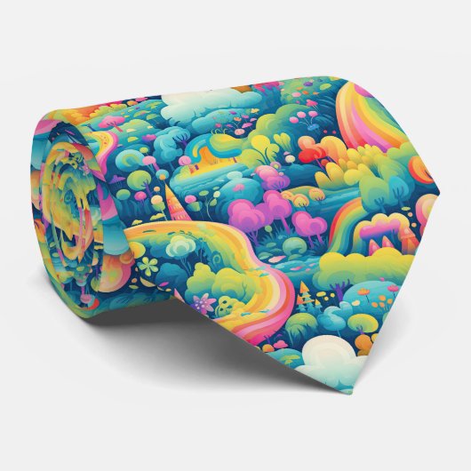Fun Funky Rainbow Fantasy Pattern Krawatte (Gerollt)