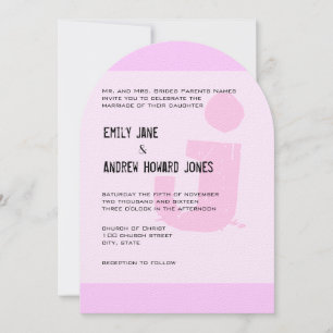 Fun Funky Simple Modern Pink Monogram Einladung