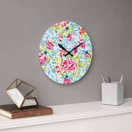 Fun Funky Summer Colors Paint Spritzer Art Große Wanduhr (Büro)