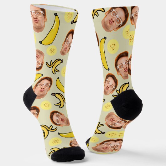 Fun & Funny Custome Yellow Banana Face Crew Socke (Gewinkelt)