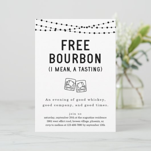 Fun Funny Free Bourbon Degustation Party Einladung (Stehend Vorderseite)