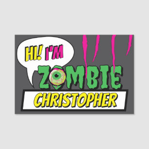 Fun Funny ‘Hi I m Zombie Personalisiert’ Halloween Namensschild