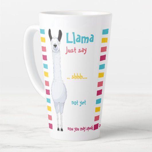 Fun Funny Niedlich "Llama Just Say" Striped Candy Milchtasse (Linke Ecke)