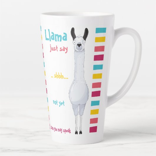 Fun Funny Niedlich "Llama Just Say" Striped Candy Milchtasse (Rechts)