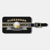 Fun Funny World Class Baller auf BLACK Gepäckanhänger (Vorderseite horizontal)