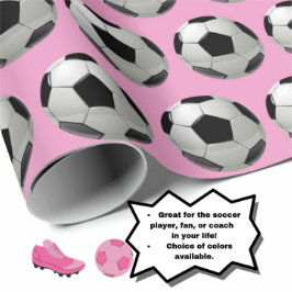 Fun-Fußball-Muster auf rosa Wrapping Paper Geschenkpapier