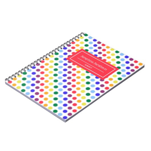 Fun Fuzzy Rainbow Dots Personalisiert Notizblock (Linke Seite)