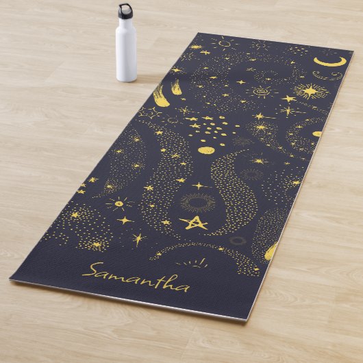 Fun Galaxy Muster Schwarz Personalisiert Yogamatte (Beispiel)