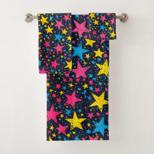 Fun Galaxy Weltraum liebt geflieste Muster Badhandtuch Set