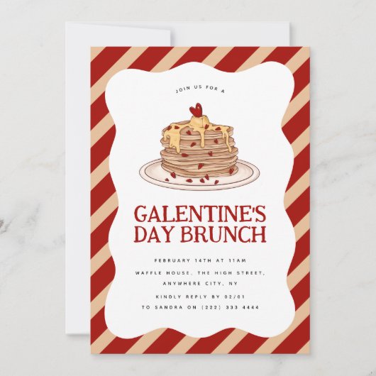 Fun Galentine's Brunch Pancake Einladung (Vorderseite)