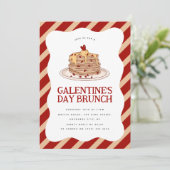 Fun Galentine's Brunch Pancake Einladung (Stehend Vorderseite)