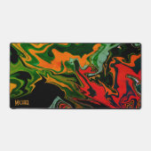 Fun Gamer Moderne Abstrakte Retro Wave Black Schreibtischunterlage (Vorderseite)