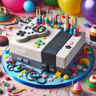 FUN GAMERS THEMA KINDERGEBURTSTAG CAKE KARTE