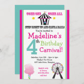 Fun & Games Girl's Karneval Party Einladung (Vorne/Hinten)