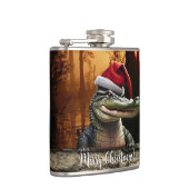 Fun Gator in einer Weihnachtsmannmütze Flachmann (Rechts)