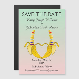 Fun Gay Banana Heart Wedding Save the Date Magneteinladung