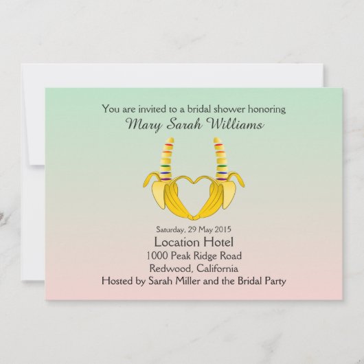 Fun Gay Banana Herz Bridal Dusche Einladung (Vorderseite)