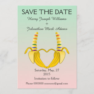 Fun Gay Banana Herz Hochzeit retten Datum Save The Date