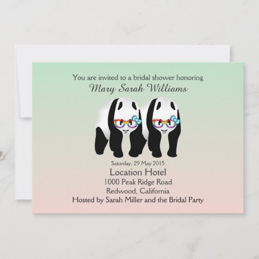 Fun Gay Pandas Bear Bridal Dusche Einladung (Vorderseite)