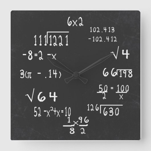Fun Geek Math Quadratische Wanduhr (Vorderseite)