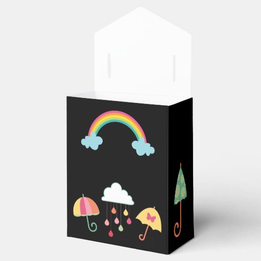 Fun Gefallen Box W/Umbrellas, Regen & Regenbogen Geschenkschachtel (Geöffnet)