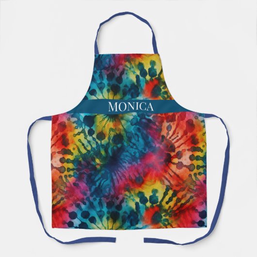 Fun-Gefärbte Krawatte-Muster Monogramm farbig Schürze (Vorderseite)