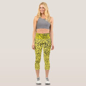 Fun-Gelb-Schwarz-Dalmatiner-Tintenfarbe Farbmuster Capri Leggings (Vorderseite)