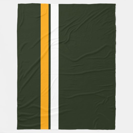 Fun-gelb-weiße Top-Racing-Streifen auf fett grün Fleecedecke (Vorderseite)