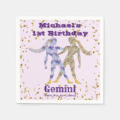 Fun Gemini Erstgeburtstag & Gold Confetti Serviette (Vorderseite)