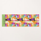 Fun Geometric Abstrakt in Orange, grün und Lila Yogamatte (Vorderseite (Horizontal))