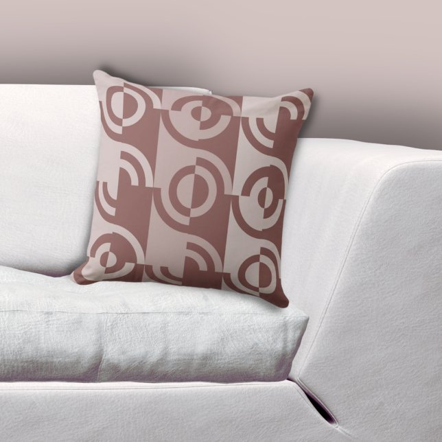 Fun Geometric Circular Fragments Brawn Kissen (Fun Geometric Circular Fragments Brown Throw Pillow, Living Room)