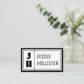 Fun Geometric Initials & Name mit schwarzer Grenze Visitenkarte (Stehend Vorderseite)