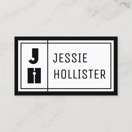 Fun Geometric Initials & Name mit schwarzer Grenze Visitenkarte (Vorderseite)