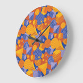 Fun Geometric Orange Violet Muster Große Wanduhr (Winkel)