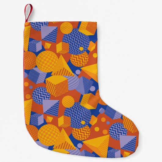 Fun Geometric Orange Violet Muster Kleiner Weihnachtsstrumpf (Vorderseite)