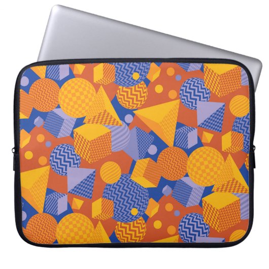 Fun Geometric Orange Violet Muster Laptopschutzhülle (Vorderseite)