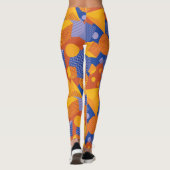 Fun Geometric Orange Violet Muster Leggings (Rückseite)